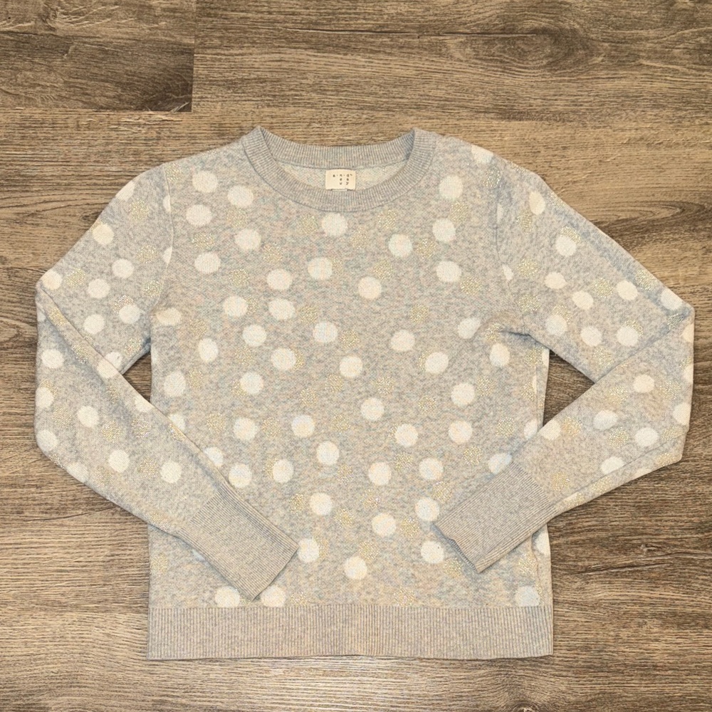 a new day Gray with White and Silver Polka Dots Sweater